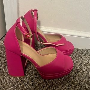 Top Moda Pink Chunky Heels